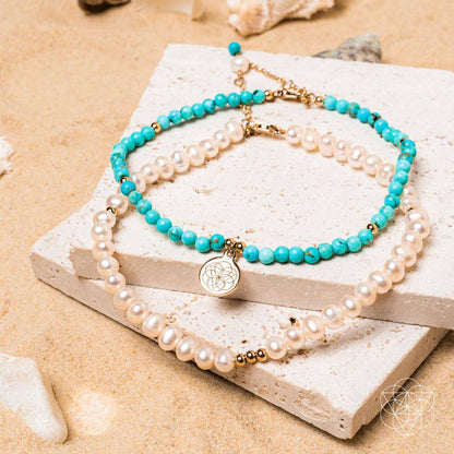 Luminous Glow - The Turquoise and Pearl Anklets of Love Conscious Items