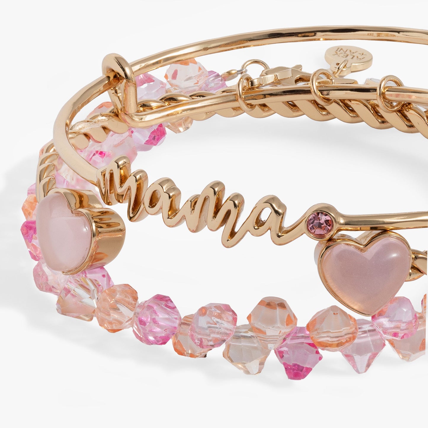 'Mama' Pink Beaded Bangle Set of 3 ALEX AND ANI