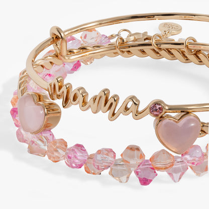 'Mama' Pink Beaded Bangle Set of 3 ALEX AND ANI