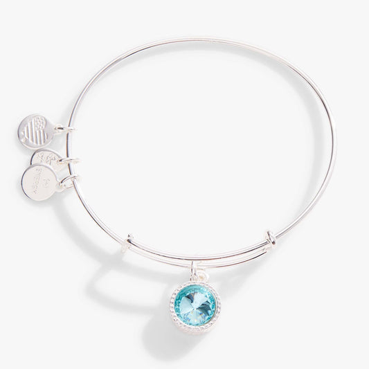March Birthstone Charm Bangle, Aquamarine ALEX AND ANI