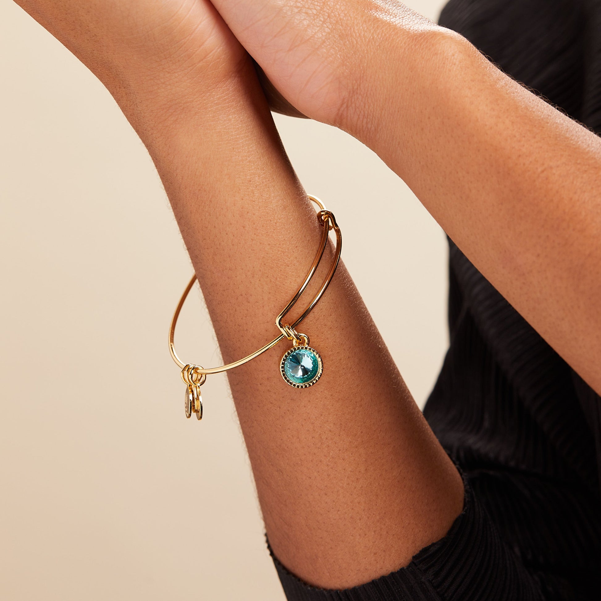 March Birthstone Charm Bangle, Aquamarine ALEX AND ANI