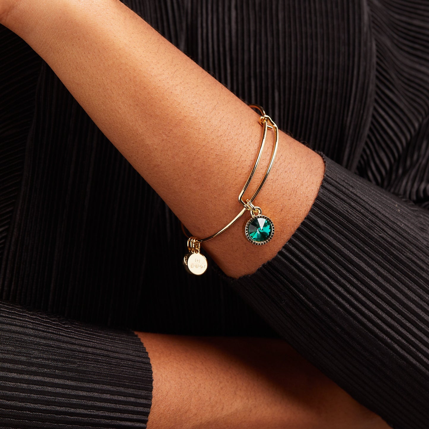 May Birthstone Charm Bangle, Emerald ALEX AND ANI