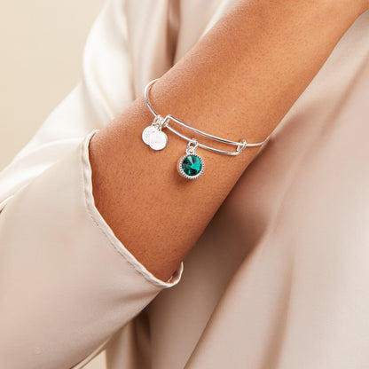 May Birthstone Charm Bangle, Emerald ALEX AND ANI