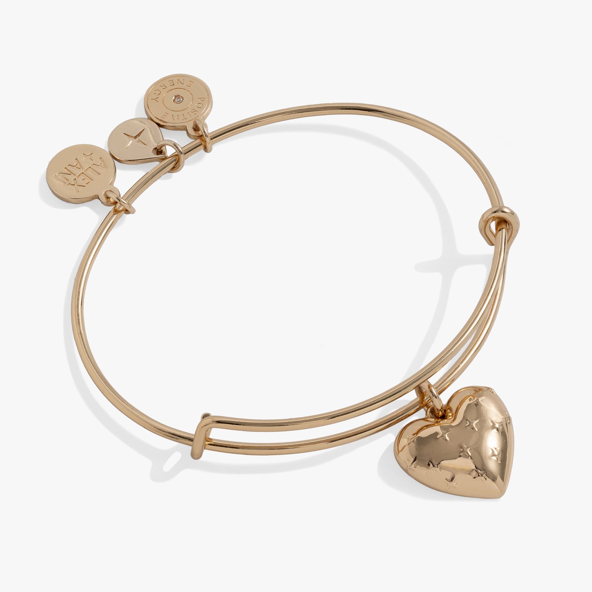Gold Metal Heart Charm Bangle ALEX AND ANI