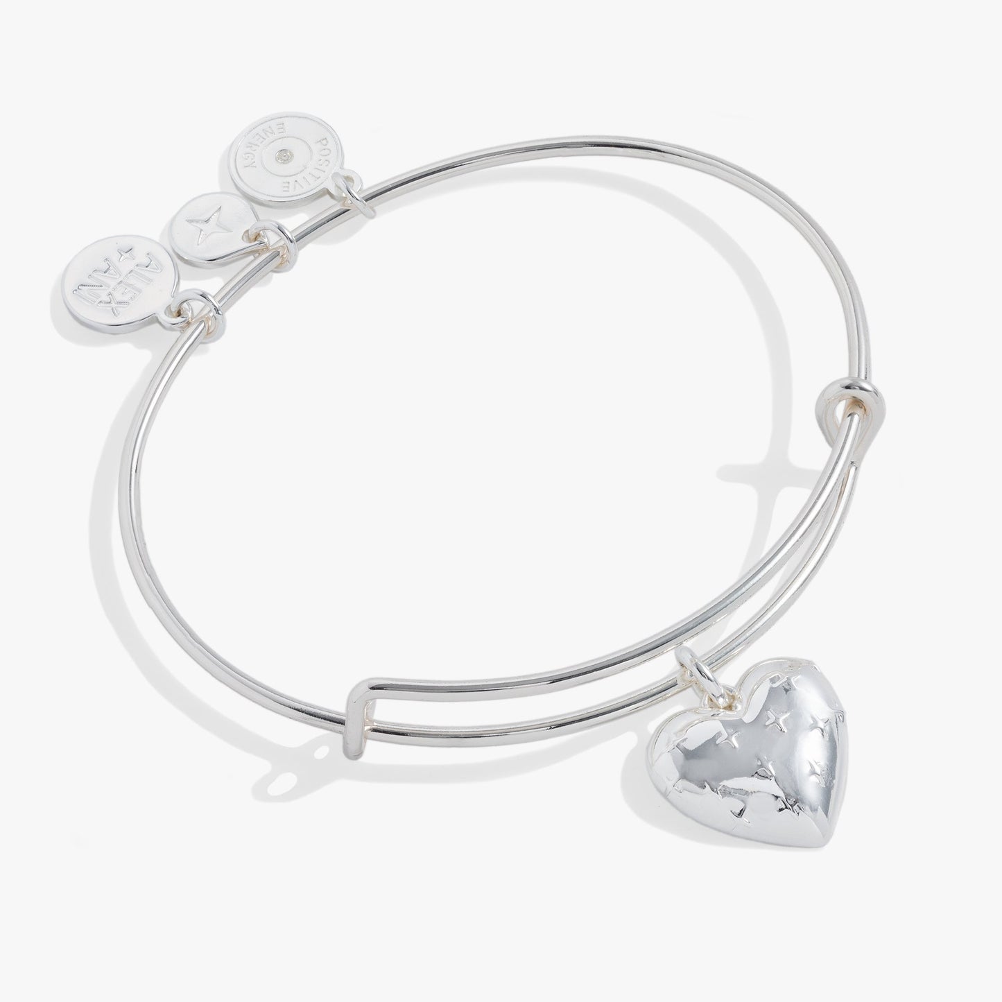 Silver Metal Heart Charm Bangle ALEX AND ANI