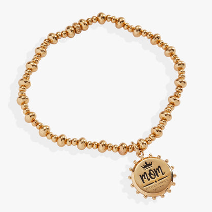 'Mom, A Title Above Queen' Beaded Stretch Charm Bracelet ALEX AND ANI