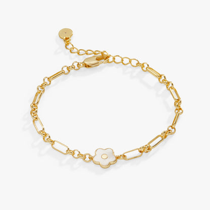 Mother Of Pearl Daisy Charm Chain Bracelet ALEX AND ANI