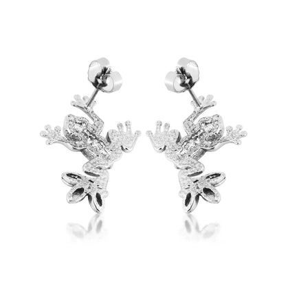 Frog - Sterling Silver Black Hills Gold Earrings