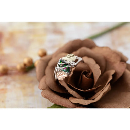 Brilliant Mystic Fire Topaz - Sterling Silver Black Hills Gold Ring