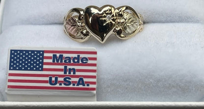 Diamond and Heart - Black Hills Gold Ladies Ring