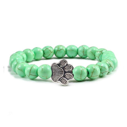 Natural Matte Black Lava Volcanic Stone Paw Print Charm Bracelet Pet Memorial Cat Dog Lovers Jewelry Bracelets For Women Men Stress Relief Yoga Bracelet Mood Bracelet Gifts For Women And Girls