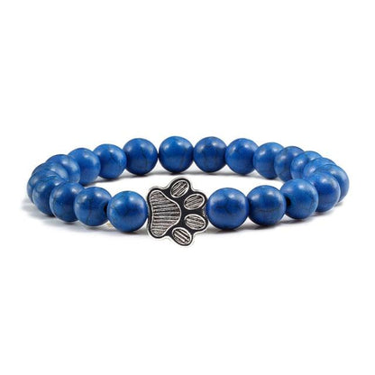 Natural Matte Black Lava Volcanic Stone Paw Print Charm Bracelet Pet Memorial Cat Dog Lovers Jewelry Bracelets For Women Men Stress Relief Yoga Bracelet Mood Bracelet Gifts For Women And Girls