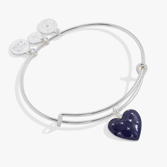 Navy Enamel Heart Charm Bangle ALEX AND ANI