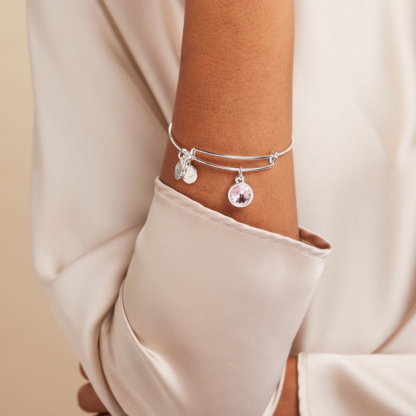 October Birthstone Charm Bangle, Rose ALEX AND ANI