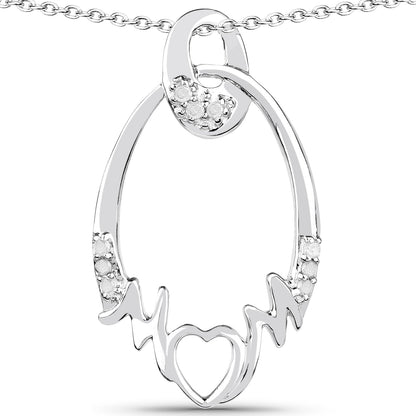 0.14 Carat Genuine White Diamond .925 Sterling Silver Pendant