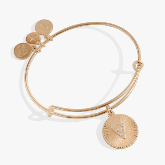 Initial V Pave Starburst Texture Bangle ALEX AND ANI