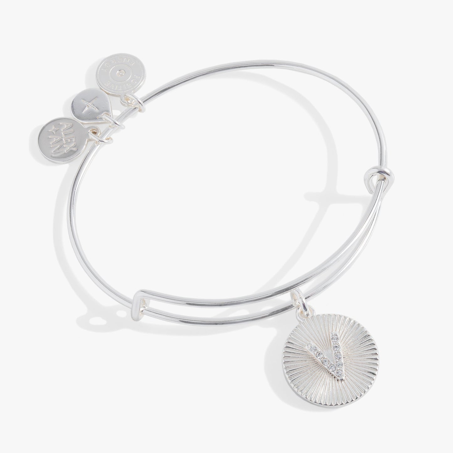 Initial V Pave Starburst Texture Bangle ALEX AND ANI