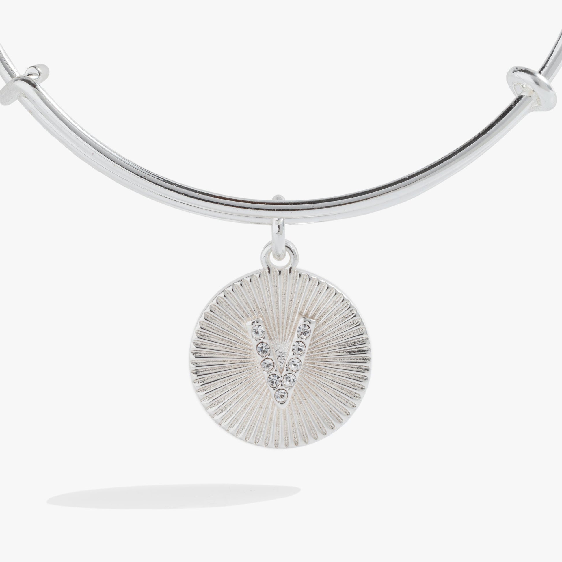 Initial V Pave Starburst Texture Bangle ALEX AND ANI