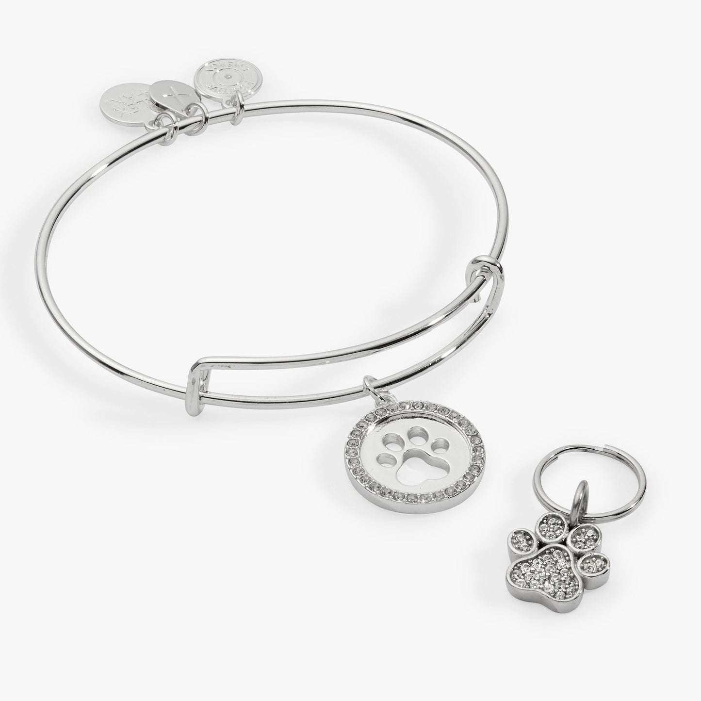 Paw Print Bangle & Pet Collar Charm Set of 2 ALEX AND ANI