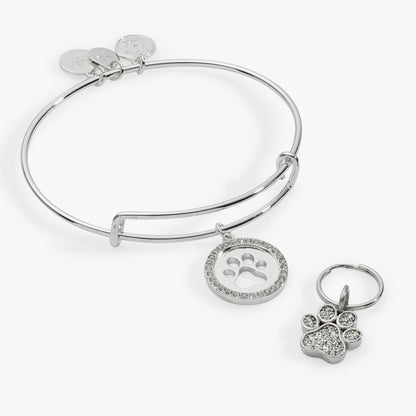 Paw Print Bangle & Pet Collar Charm Set of 2 ALEX AND ANI