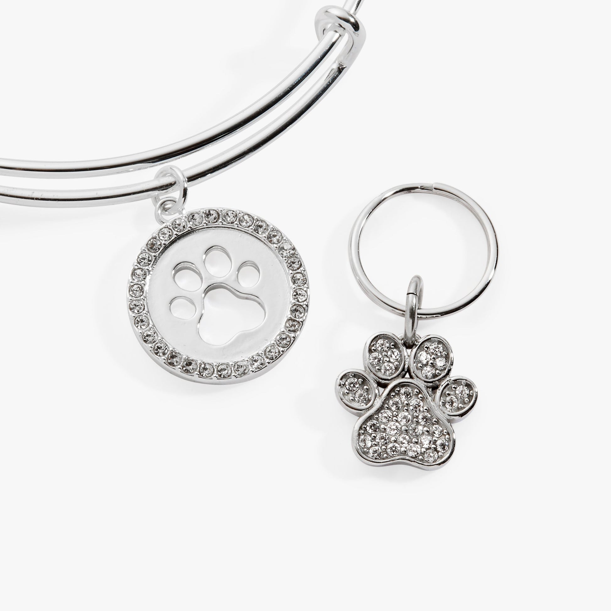 Paw Print Bangle & Pet Collar Charm Set of 2 ALEX AND ANI