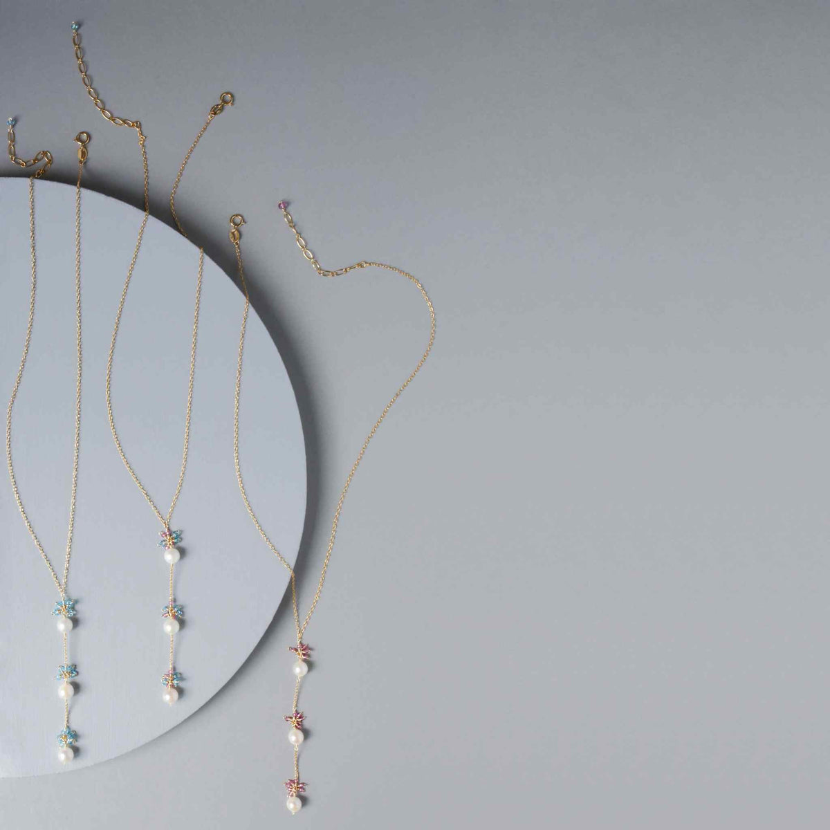 Pearl and Aquamarine Quartz NecklaceY design with 3 white freshwater bead pearls paired with genuine aquamarine quartz  gemstones.
Handmade necklace is 18" long with a 2" extender (up to 20") and 14k gNecklacesPARKEN JEWELRYVettedArcPearl And Aquamarine Quartz Necklace