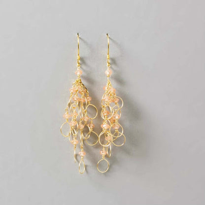 Handmade pearl chain loop earrings with freshwater pearls and 14k gold plated sterling silver French hooks