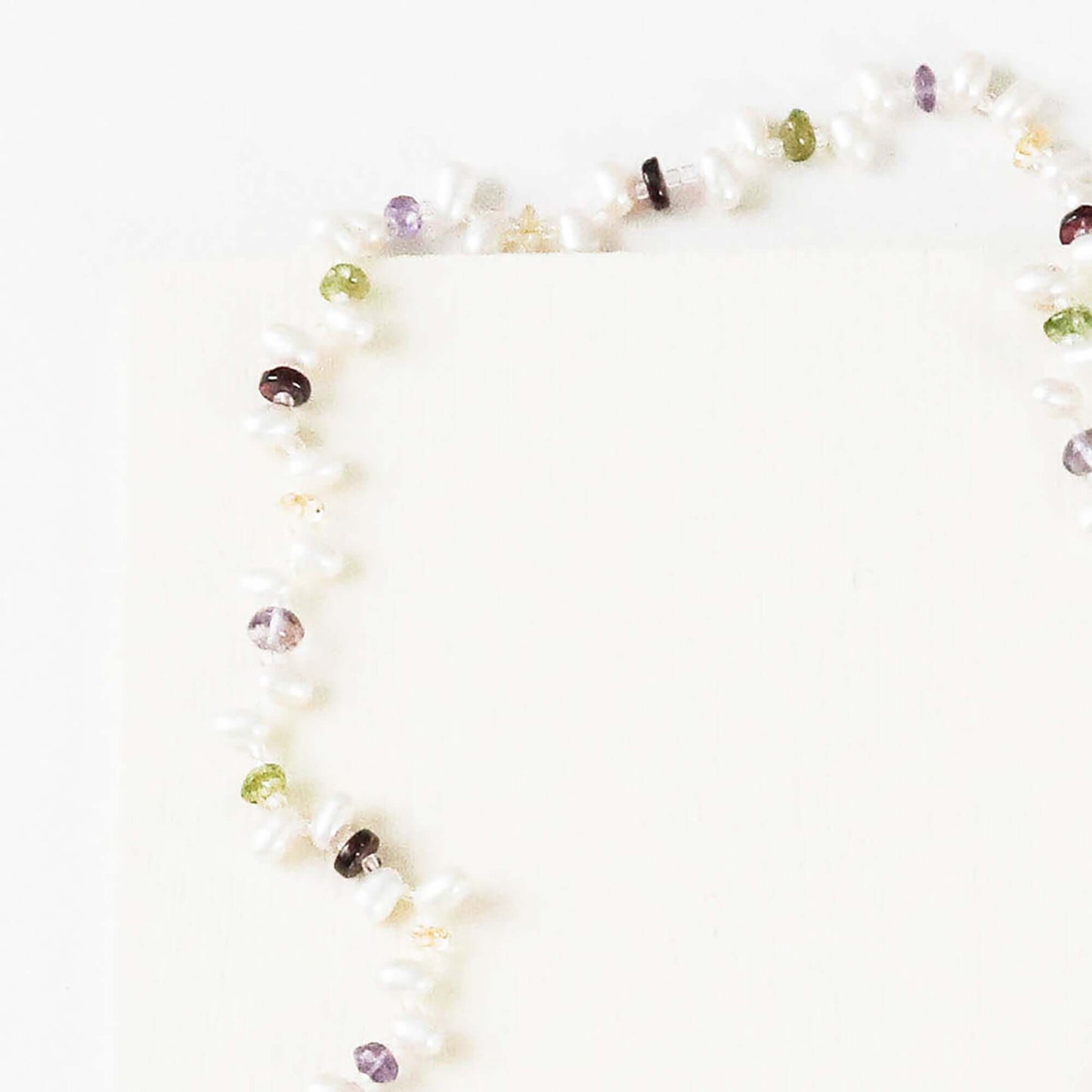 Pearl and gemstone ballet lariat necklace with freshwater pearls and multi-colored gemstones