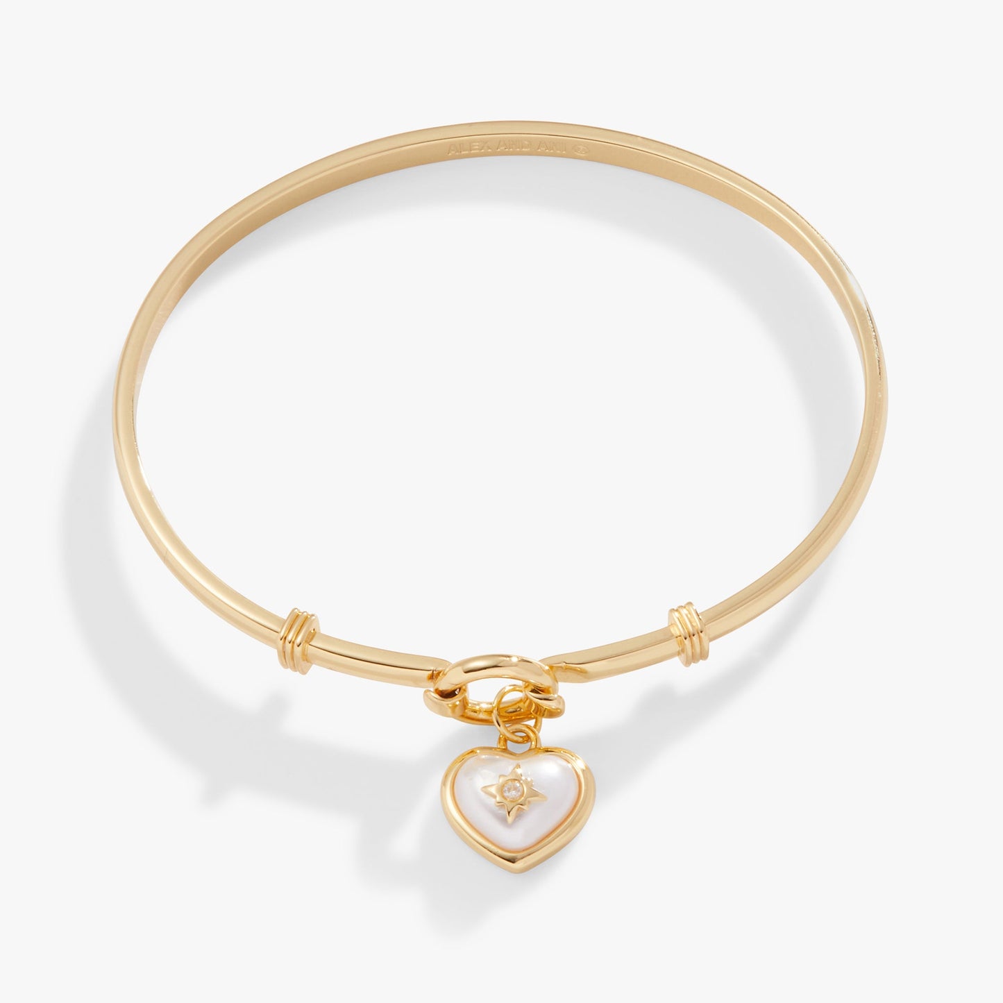 Pearl Heart + Crystal Charm Clip Bangle ALEX AND ANI