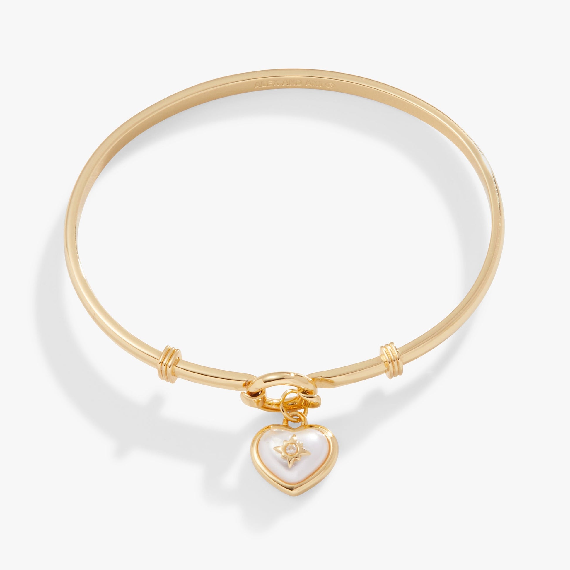 Pearl Heart + Crystal Charm Clip Bangle ALEX AND ANI