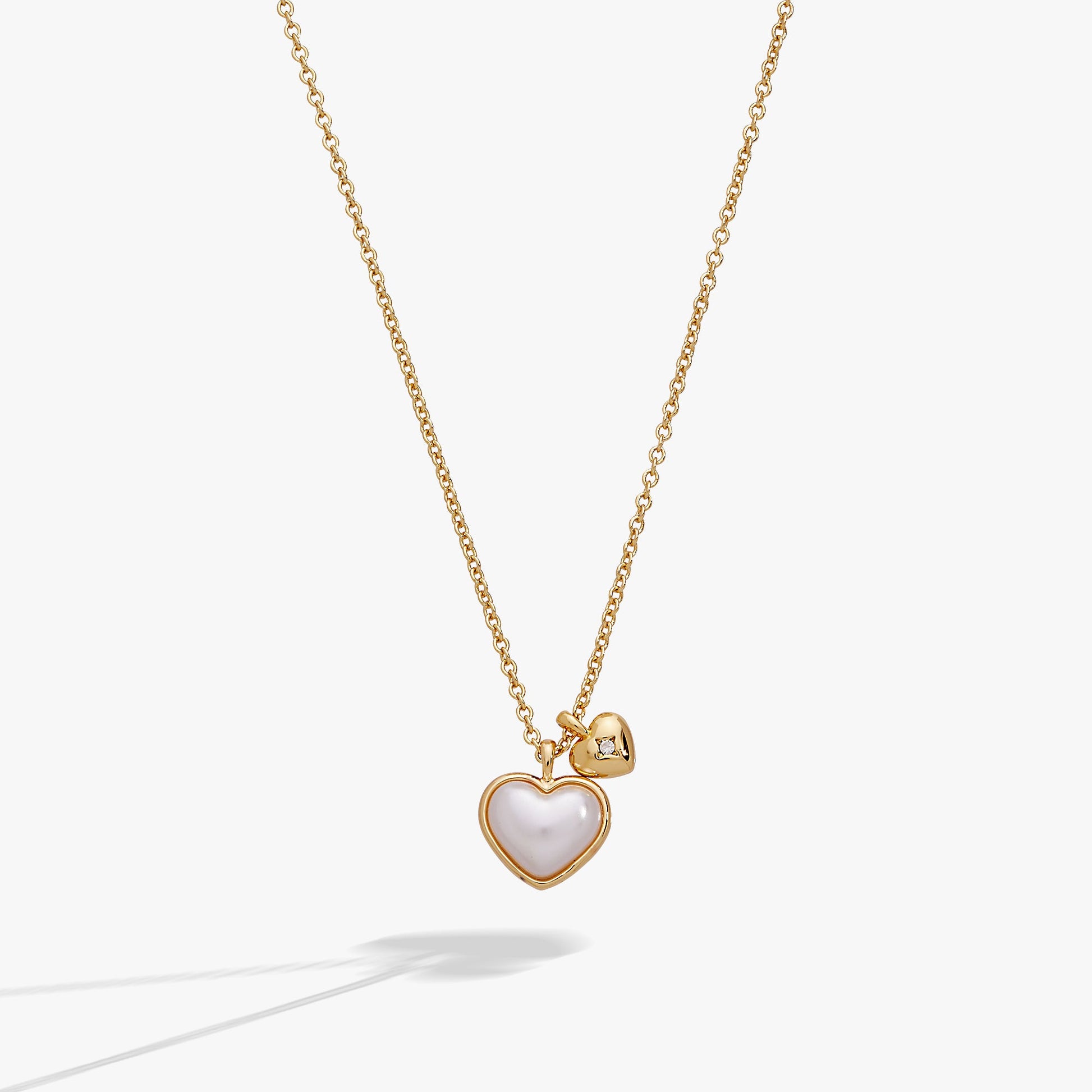 Pearl Heart Duo Charm Necklace ALEX AND ANI