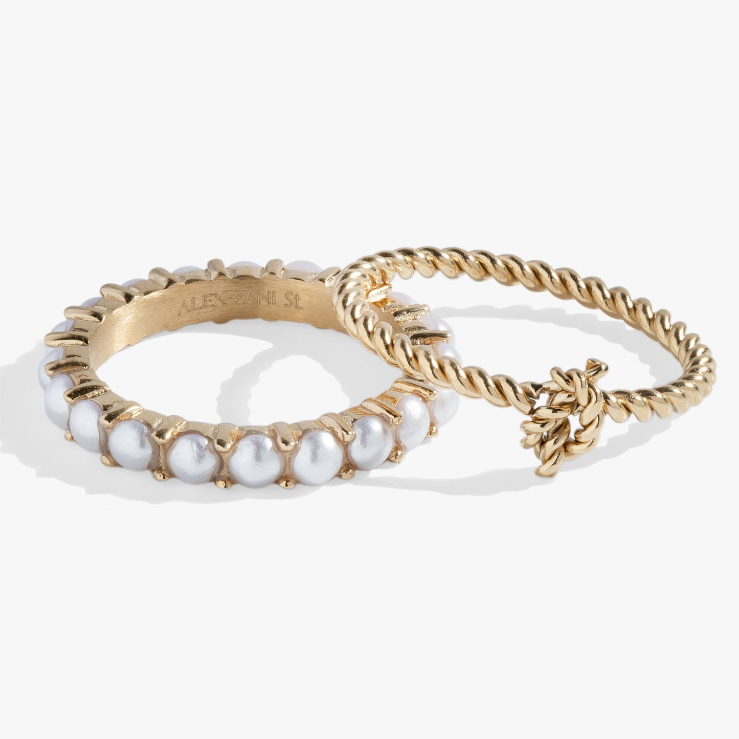 Pearl & Knot Rope Ring Set ALEX AND ANI