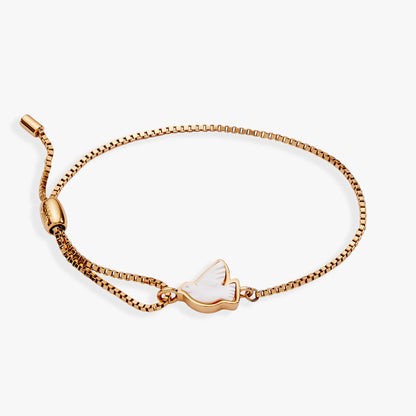 Dove 'Peace' Mother of Pearl Pull Chain Bracelet ALEX AND ANI