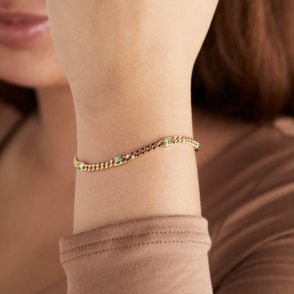 August Birthstone Peridot Curb Chain Bracelet ALEX AND ANI
