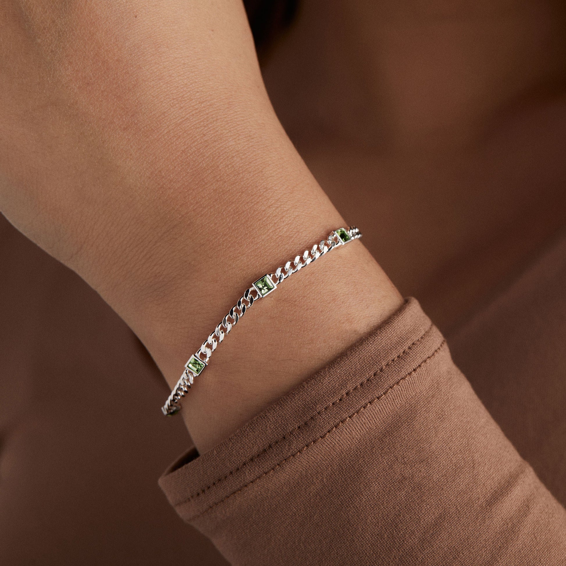 August Birthstone Peridot Curb Chain Bracelet ALEX AND ANI