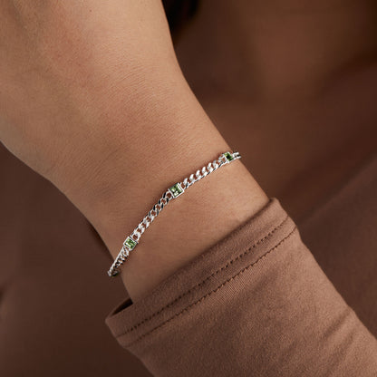 August Birthstone Peridot Curb Chain Bracelet ALEX AND ANI