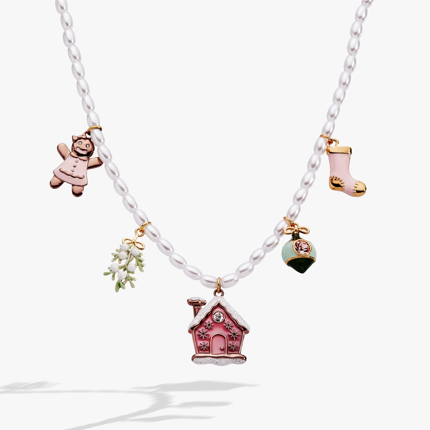 Pink Christmas Beaded Charm Necklace ALEX AND ANI