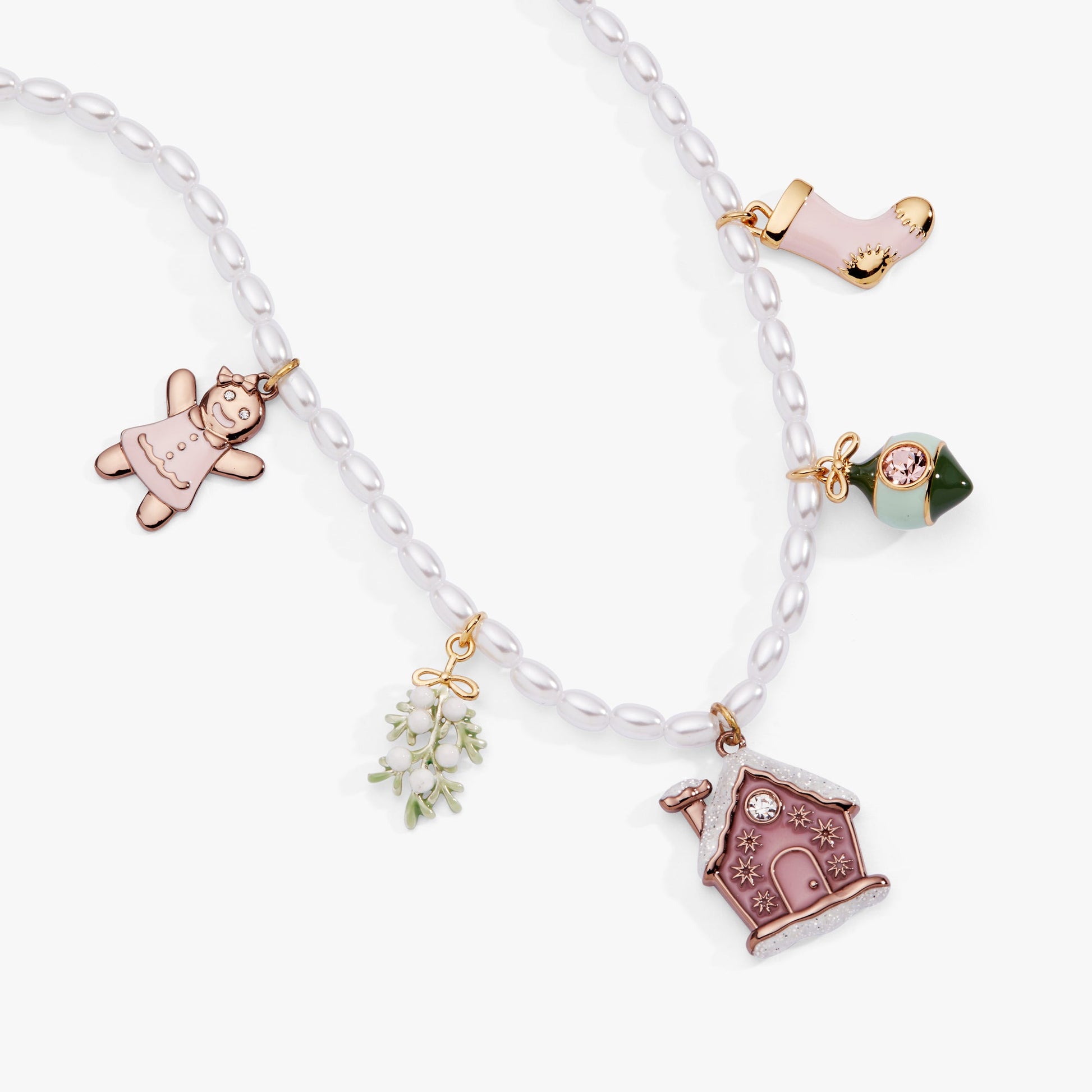 Pink Christmas Beaded Charm Necklace ALEX AND ANI