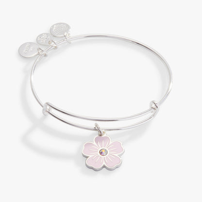 Pink Pansy and Crystal Charm Bangle Bracelet ALEX AND ANI