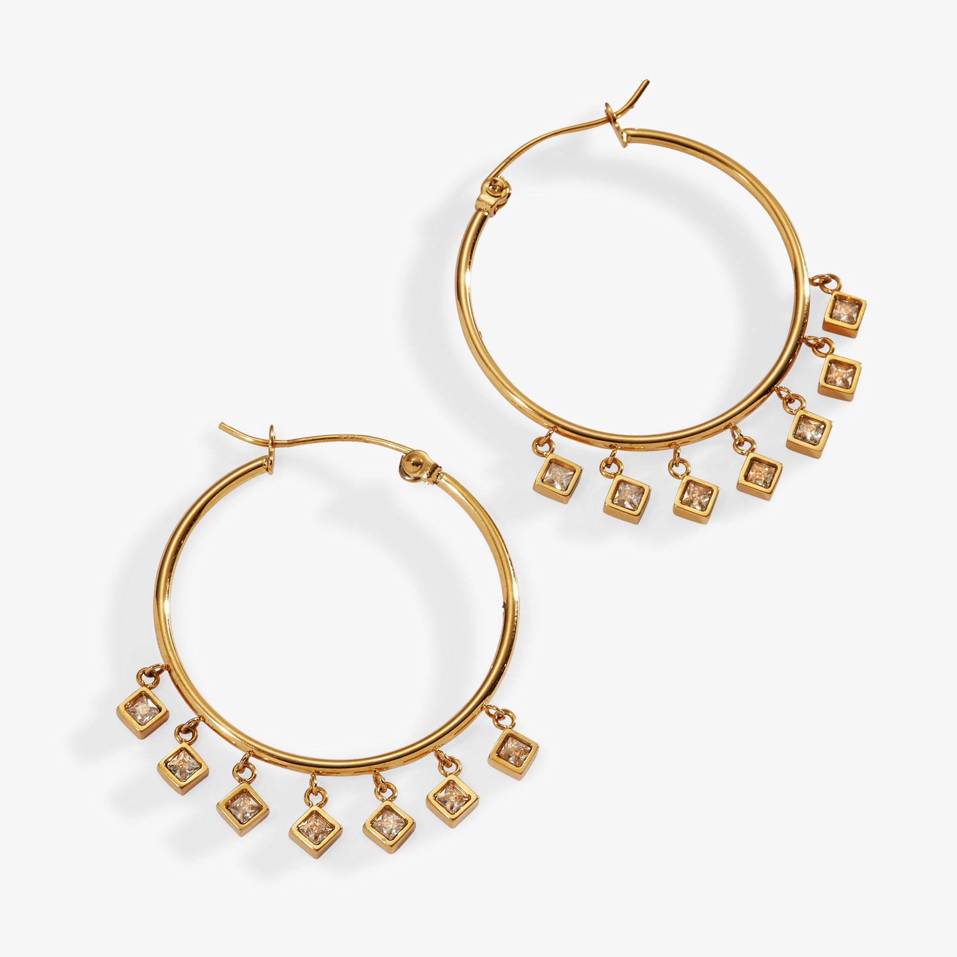 Princess Cut Crystal Hoop Earrings ALEX AND ANI
