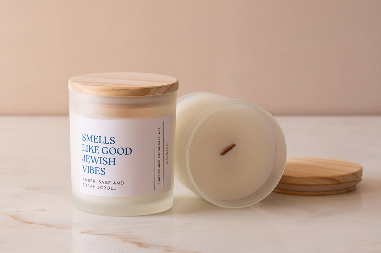 Smells Like Good Jewish Vibes - Amber, Sage & Torah Scroll Scented Candle Adara Rituals
