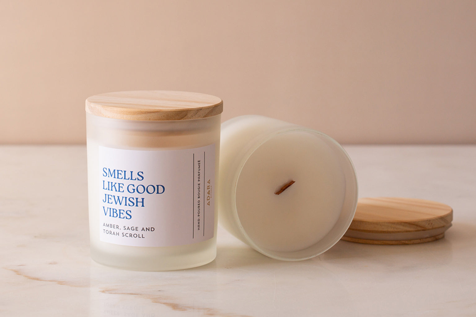 Smells Like Good Jewish Vibes - Amber, Sage & Torah Scroll Scented Candle Adara Rituals