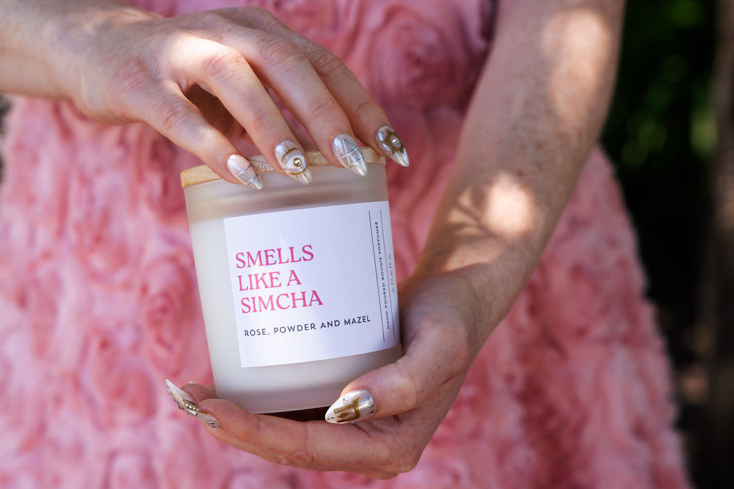 Smells Like A Simcha - Rose, Powder, and Mazel Scented Candle Adara Rituals