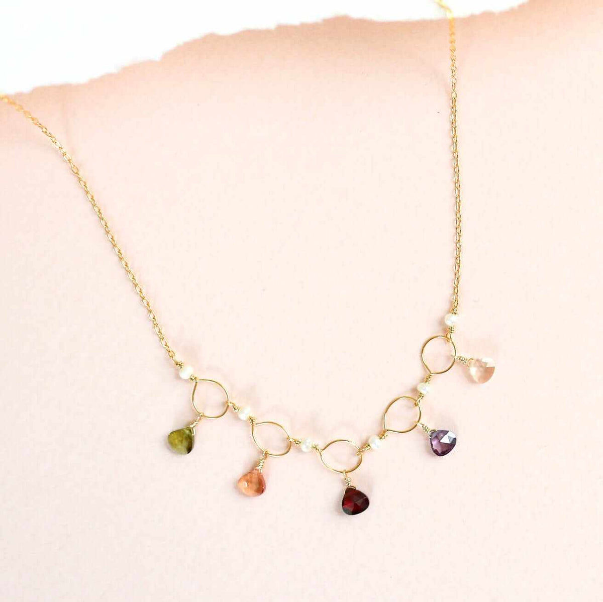 Rainbow Gemstone Mini Sparkler Necklace - GoldDelicate, handmade gemstone chain.
- Garnet, Citrine, Amethyst, Peridot Quartz and Champagne Quartz gemstones- 16 - 18" long with 2" extender- Spring ring clasp- 14kNecklacesPARKEN JEWELRYVettedArcRainbow Gemstone