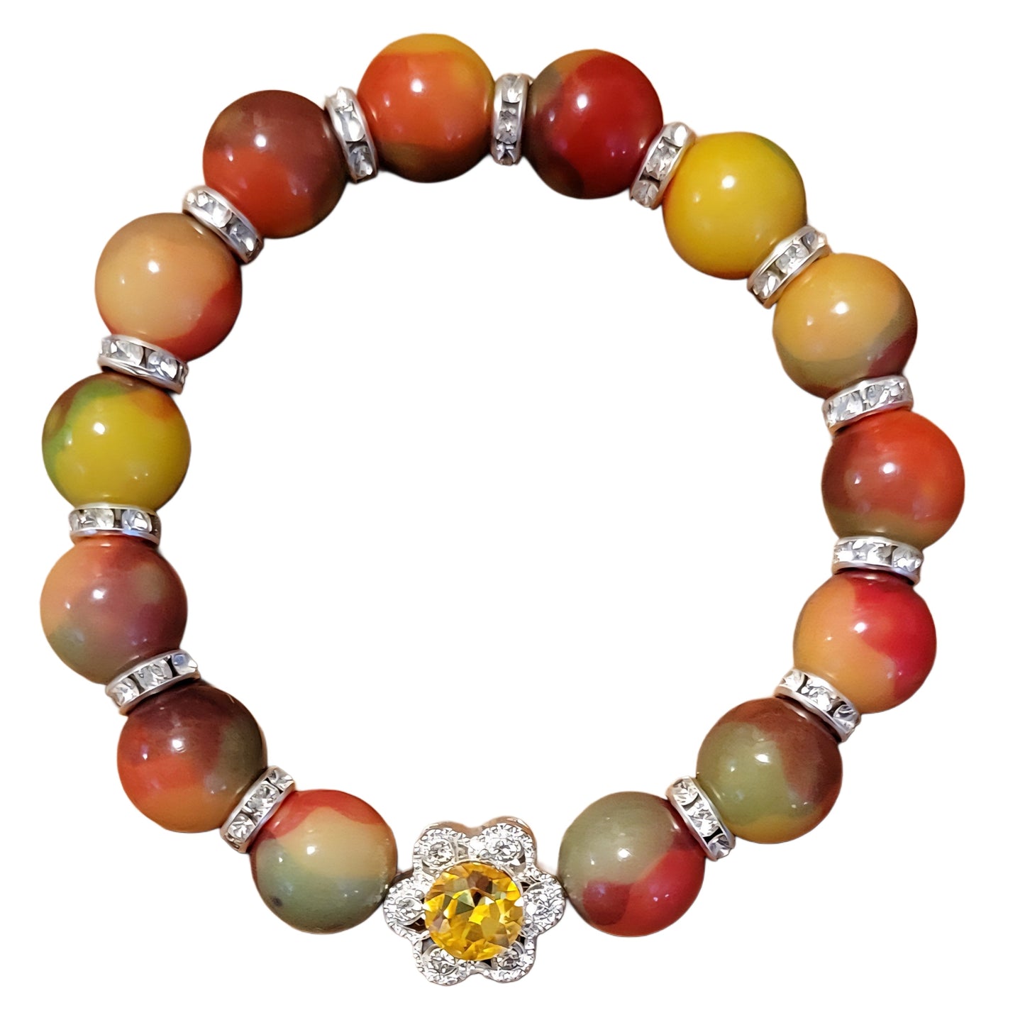 Bodhi Bracelet- Mango w/ Bling Spacers & Yellow Flower Charm My DIY Crafts