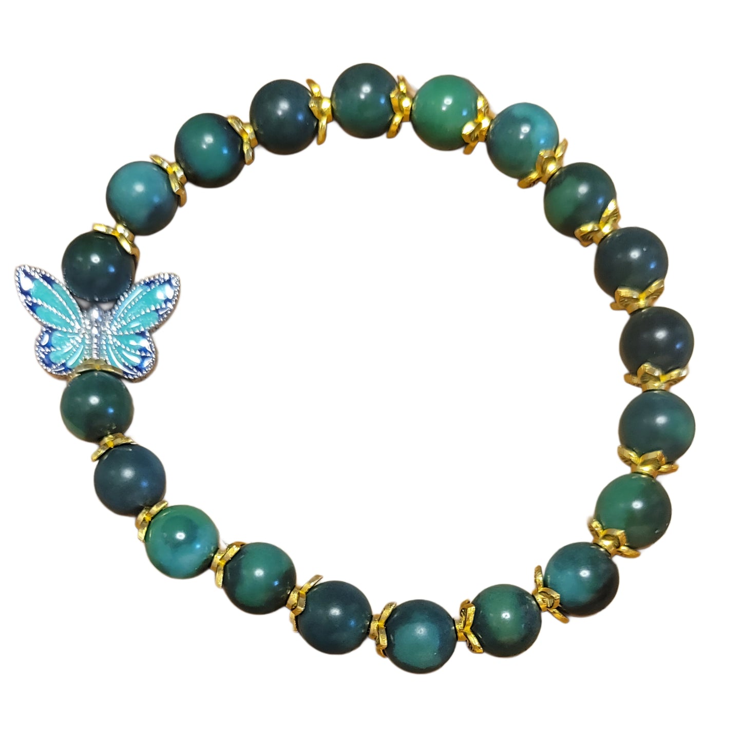Bodhi Bead Bracelet- Home-Dyed w/ Gold Caps & Butterfly Charm My DIY Crafts