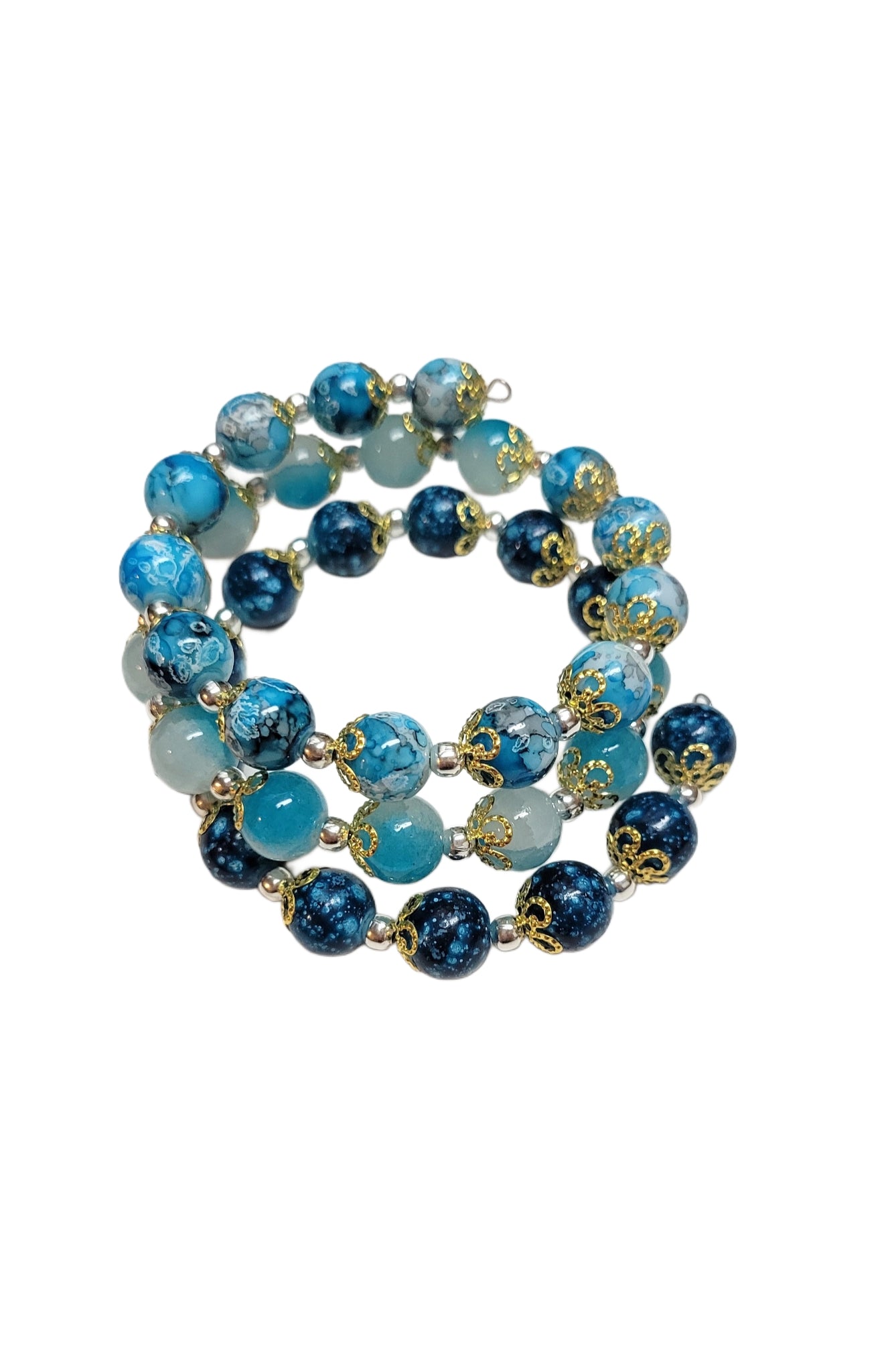 Glass Bead Bracelet- Wrap-Around-Blue My DIY Crafts