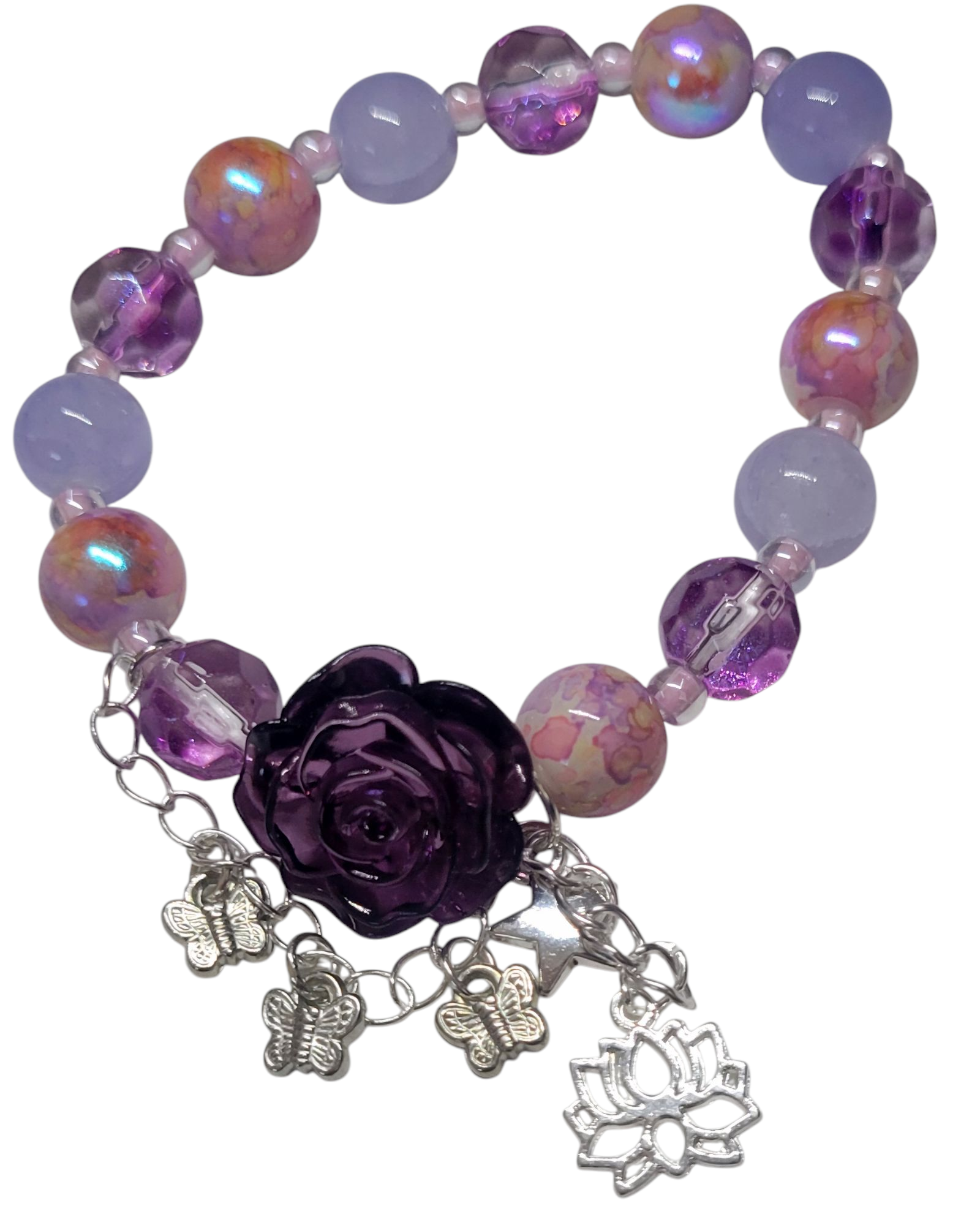 Glass Bead Bracelet- Rose W/ Chain My DIY Crafts