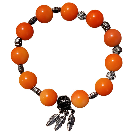 Bodhi Bracelet- Orange w/ Black Spacers & Black Dreamcatcher Charm My DIY Crafts