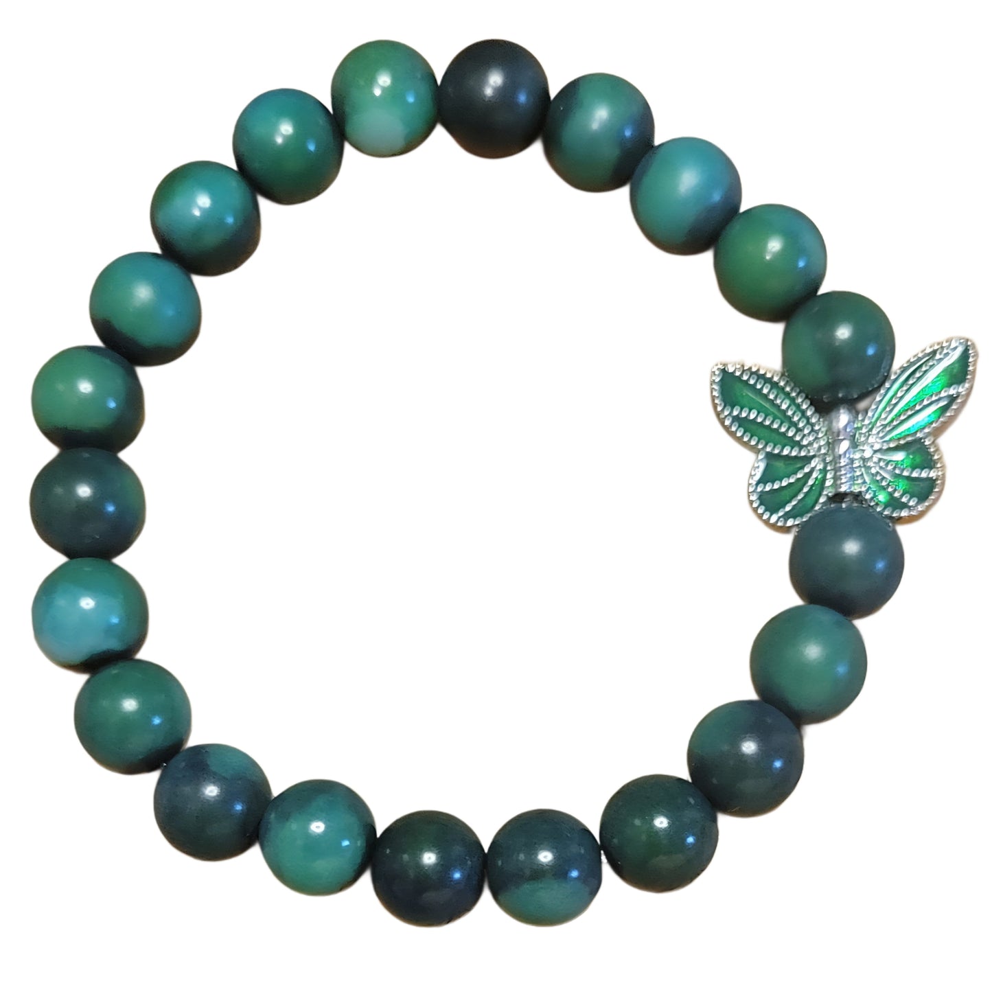 Bodhi Bead Bracelet- Green w/Green Butterfly Charm My DIY Crafts